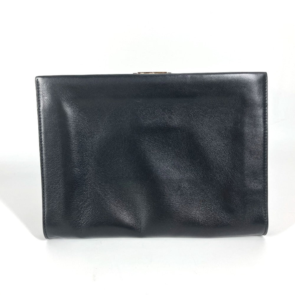 Salvatore Ferragamo Big Gancini Logo Pouch Bag Clutch Bag Kulit Unisex Hitam