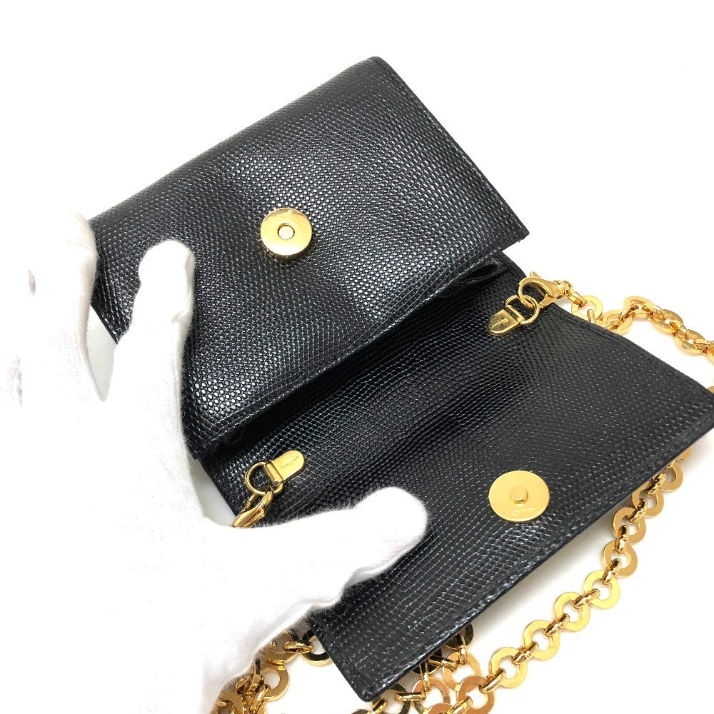 Salvatore Ferragamo Vara Ribbon Mini Pochette, Crossbody Bag, Waist Bag, Clutch, Shoulder Bag, Embossed Leather, Women's, Black and Gold