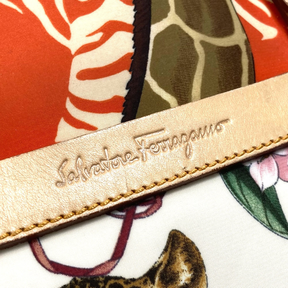 Salvatore Ferragamo 肩掛け アニマル総柄 トラ カバン ハンドバッグ トートバッグ ナイロン レディース マルチカラー