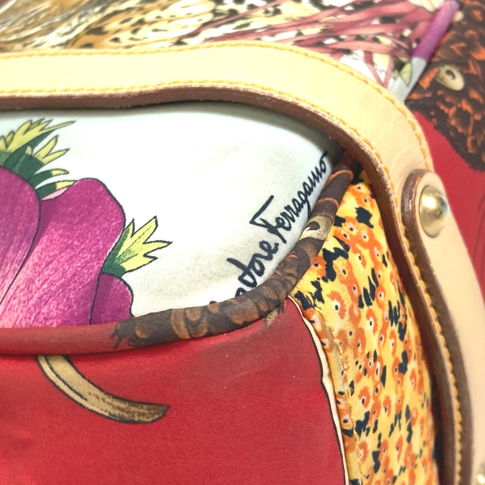 Salvatore Ferragamo 肩掛け アニマル総柄 トラ カバン ハンドバッグ トートバッグ ナイロン レディース マルチカラー