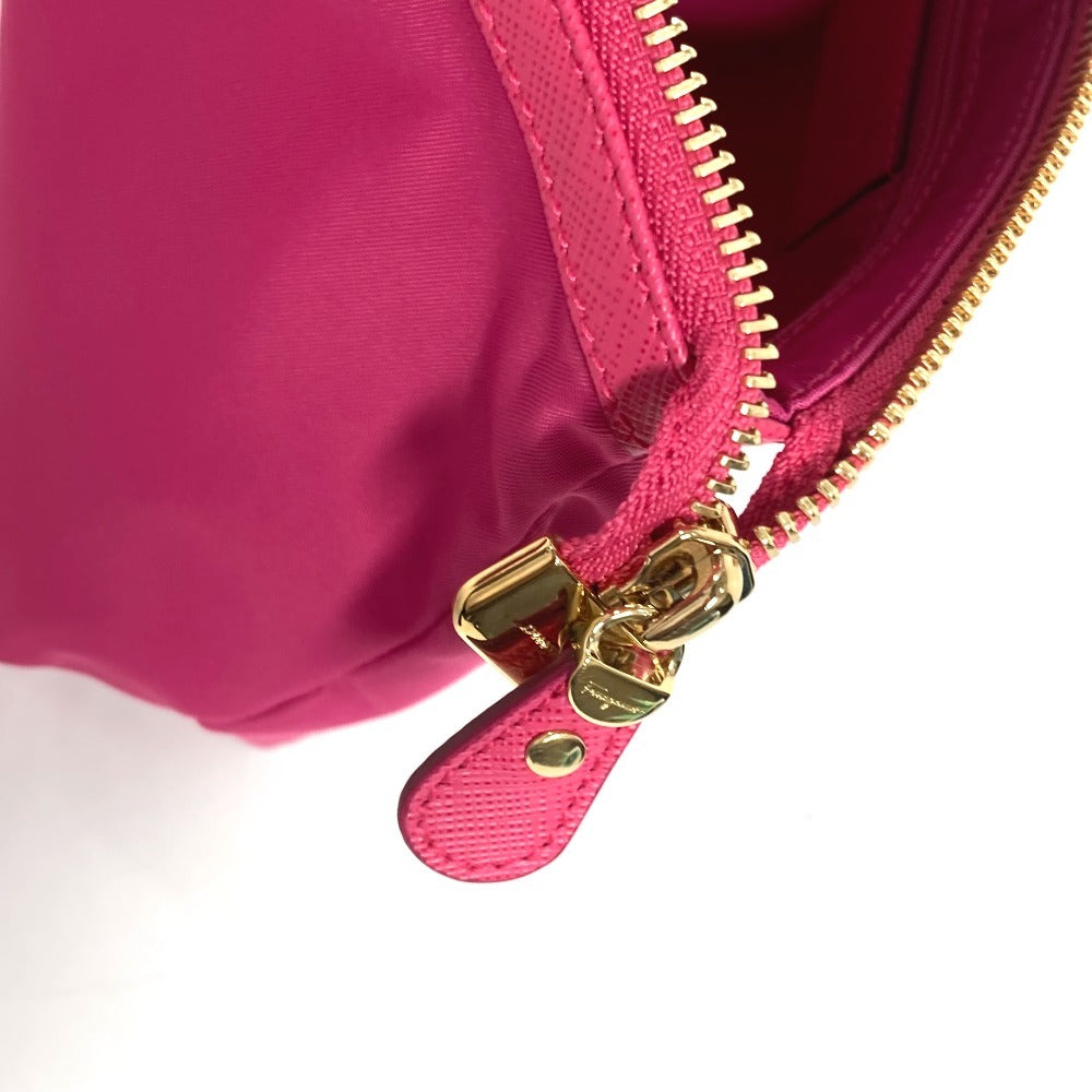 Salvatore Ferragamo リボン ロゴ りぼん ヴァラ メイクポーチ マルチポーチ 化粧ポーチ ナイロン レディース ピンク - brandshop-reference