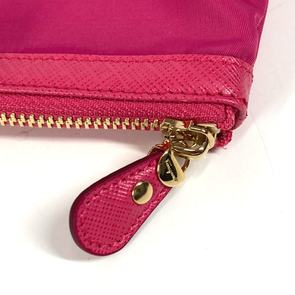 Salvatore Ferragamo リボン ロゴ りぼん ヴァラ メイクポーチ マルチポーチ 化粧ポーチ ナイロン レディース ピンク - brandshop-reference