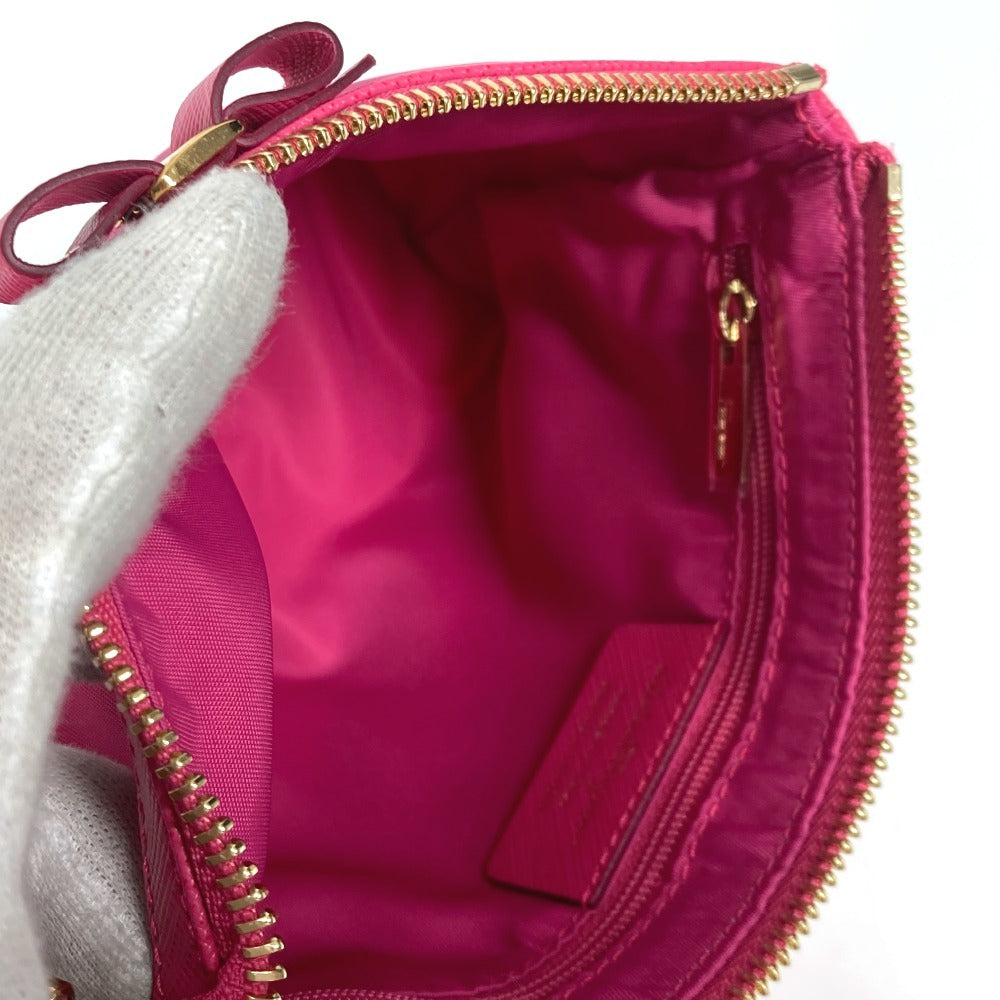 Salvatore Ferragamo リボン ロゴ りぼん ヴァラ メイクポーチ マルチポーチ 化粧ポーチ ナイロン レディース ピンク - brandshop-reference