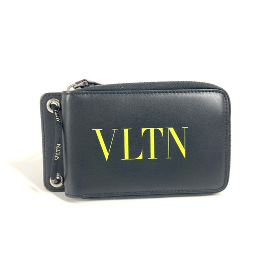 Valentino Garavani ストラップ付 ロゴ VLTN ネックウォレット ラウンドファスナー 2つ折り財布 レザー ユニセックス ブラック - brandshop-reference