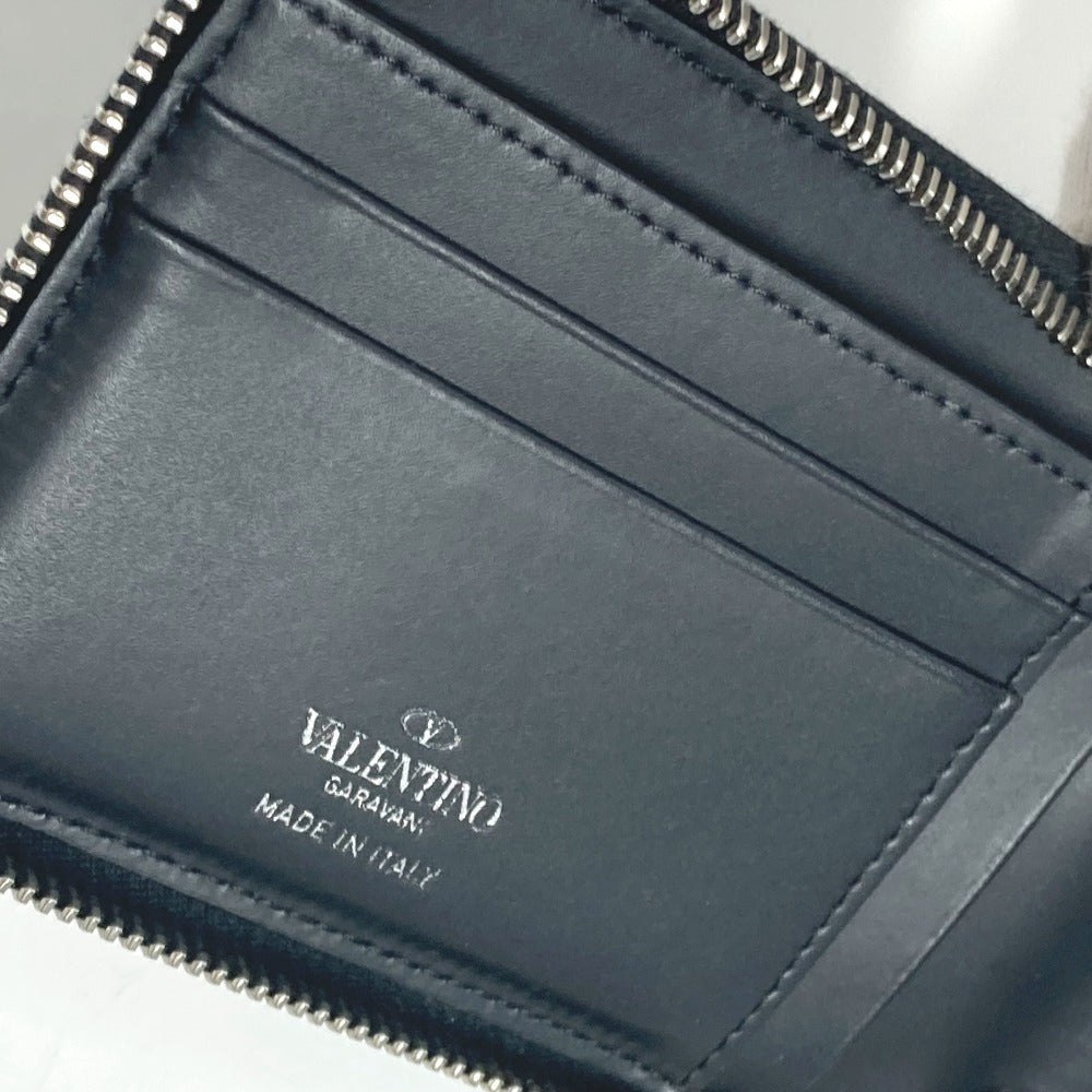 Valentino Garavani ストラップ付 ロゴ VLTN ネックウォレット ラウンドファスナー 2つ折り財布 レザー ユニセックス ブラック - brandshop-reference