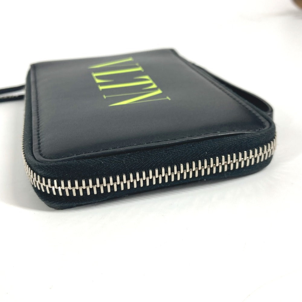 Valentino Garavani ストラップ付 ロゴ VLTN ネックウォレット ラウンドファスナー 2つ折り財布 レザー ユニセックス ブラック - brandshop-reference