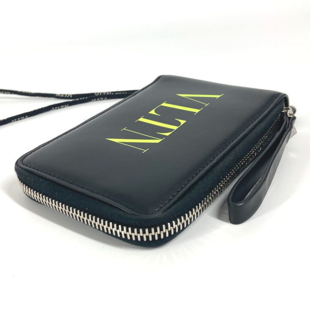 Valentino Garavani ストラップ付 ロゴ VLTN ネックウォレット ラウンドファスナー 2つ折り財布 レザー ユニセックス ブラック - brandshop-reference