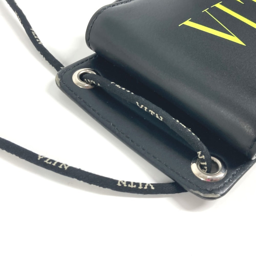 Valentino Garavani ストラップ付 ロゴ VLTN ネックウォレット ラウンドファスナー 2つ折り財布 レザー ユニセックス ブラック - brandshop-reference