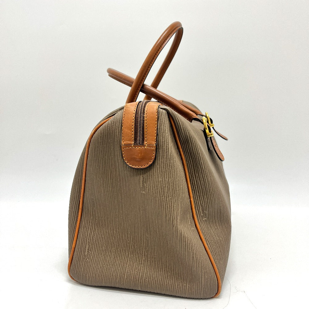 Salvatore Ferragamo AG219155 Logo Two-Tone Handbag/Boston Bag in PVC/Leather, Brown