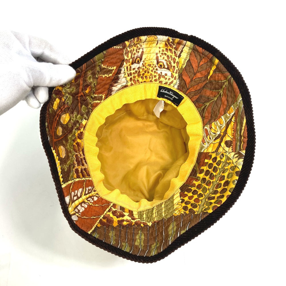 Salvatore Ferragamo Leopard Animal Print Quilted Hat, Polyester, Women's, Multicolor