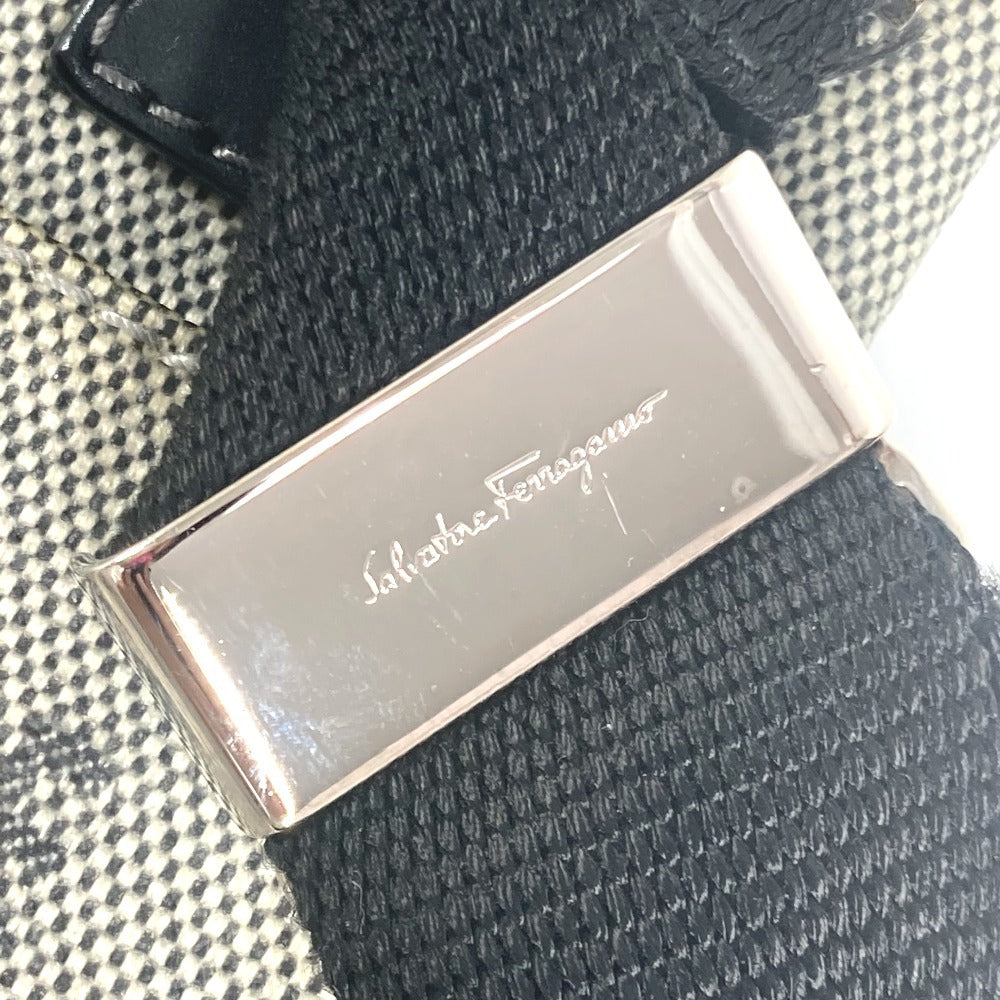 Salvatore Ferragamo ロゴ ポシェット カバン 斜め掛け ショルダーバッグ コーティングキャンバス ユニセックス グレー - brandshop-reference