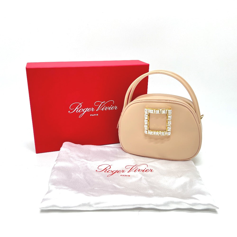 ROGER VIVIER RBWANMF010XMAC211 Rhinestone 2-Way Mini Handbag, Crossbody Bag, Leather, Beige