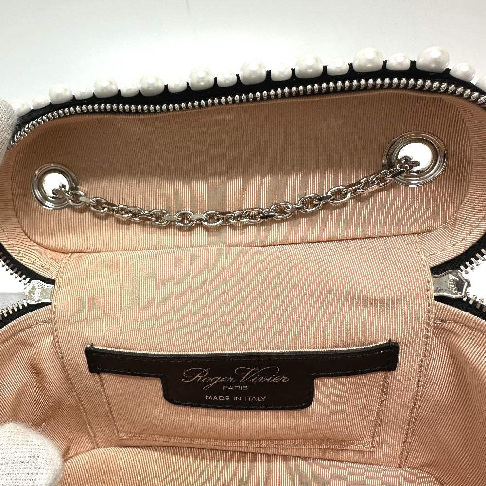 ROGER VIVIER RBWANMH70000LU クリスタル フェイクパール ヴァニティ ベルベット マイクロ 2WAY カバン 肩掛け ハンドバッグ サテン レディース ブラック - brandshop-reference