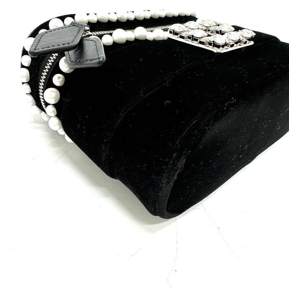 ROGER VIVIER RBWANMH70000LU クリスタル フェイクパール ヴァニティ ベルベット マイクロ 2WAY カバン 肩掛け ハンドバッグ サテン レディース ブラック - brandshop-reference