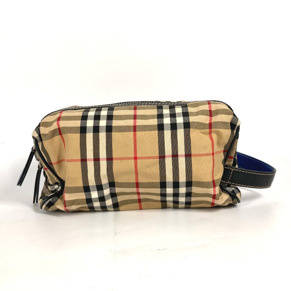 BURBERRY ポーチ チェック  持ち手つき カバン クラッチバッグ セカンドバッグ レザー/キャンバス メンズ - brandshop-reference