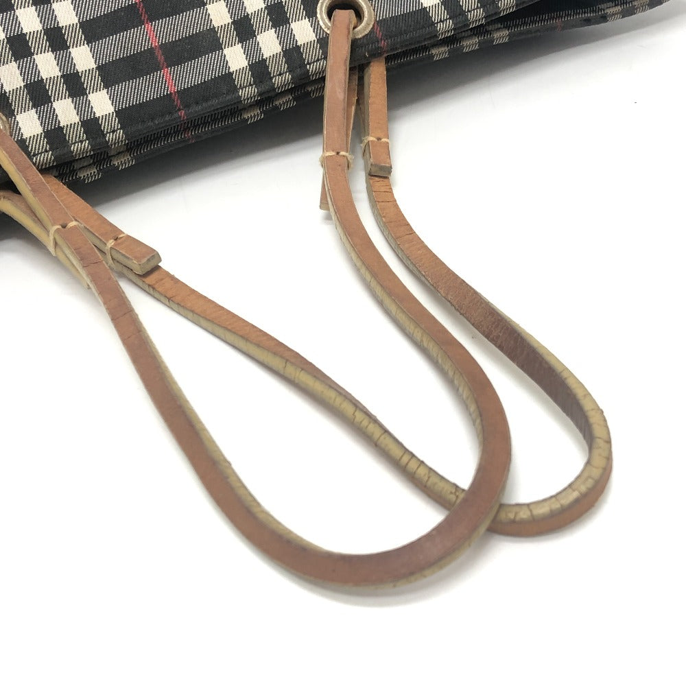 BURBERRY London Check pattern Bag Hand Bag Tote Bag Canvas Black Used