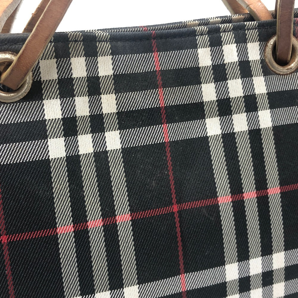 BURBERRY London Check pattern Bag Hand Bag Tote Bag Canvas Black Used