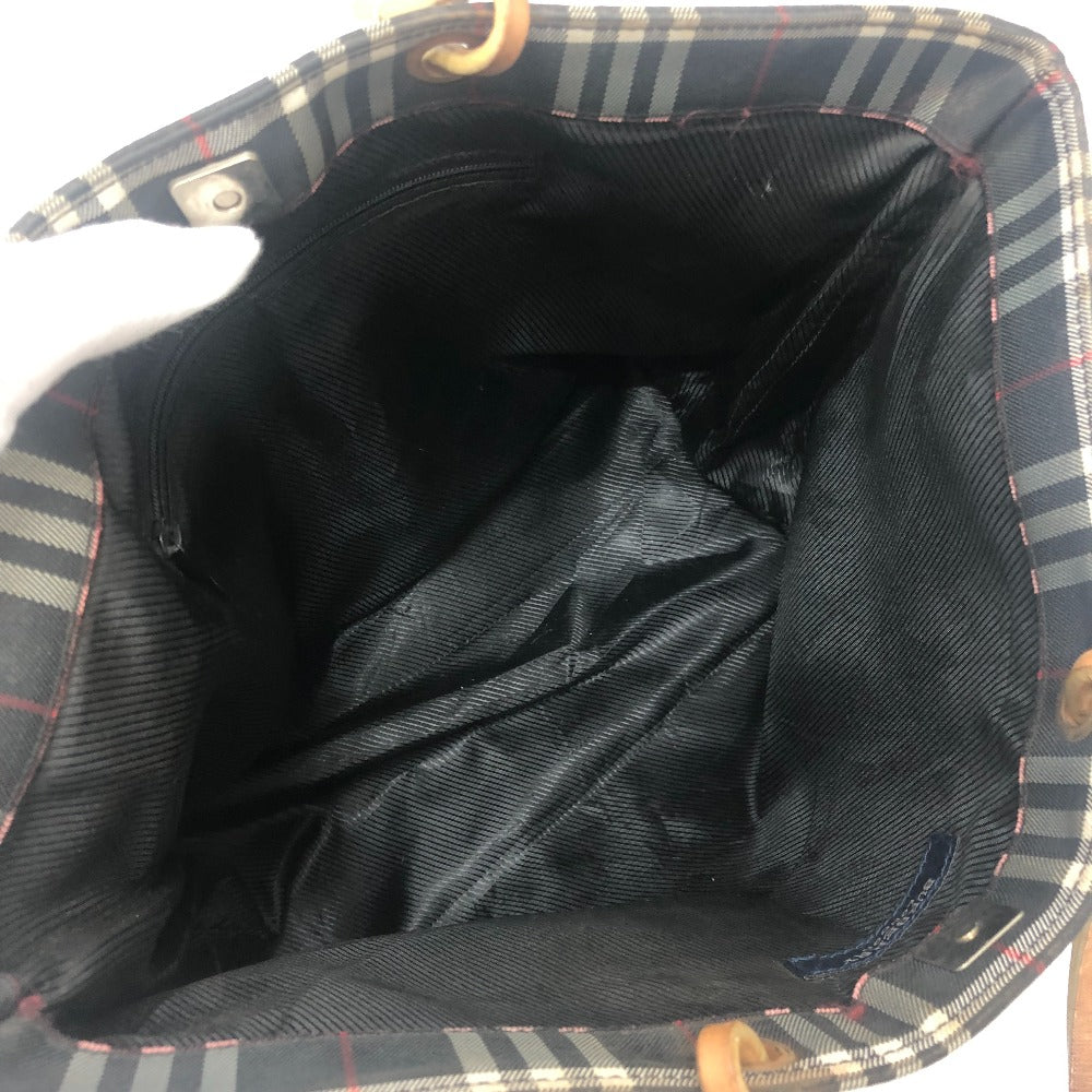BURBERRY London Check pattern Bag Hand Bag Tote Bag Canvas Black Used