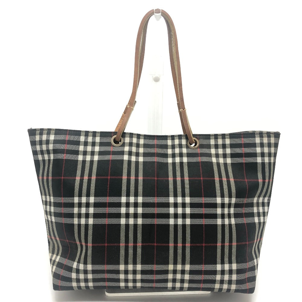 BURBERRY London Check pattern Bag Hand Bag Tote Bag Canvas Black Used