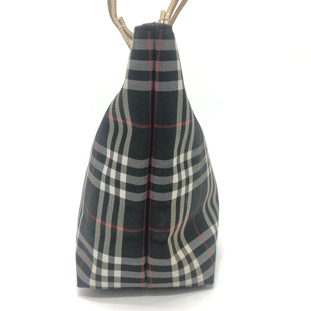 BURBERRY London Check pattern Bag Hand Bag Tote Bag Canvas Black Used