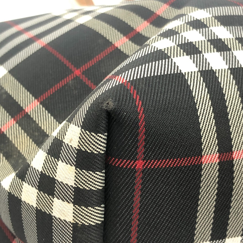 BURBERRY London Check pattern Bag Hand Bag Tote Bag Canvas Black Used