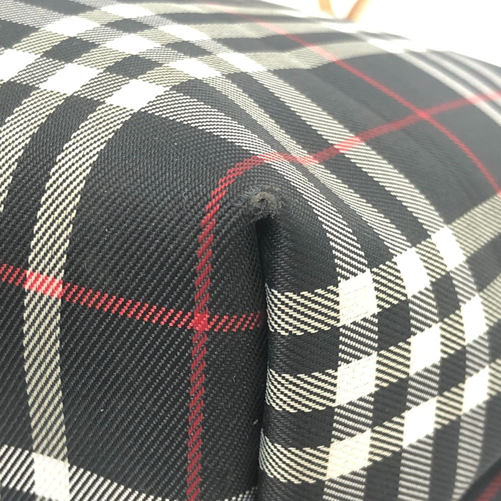 BURBERRY London Check pattern Bag Hand Bag Tote Bag Canvas Black Used
