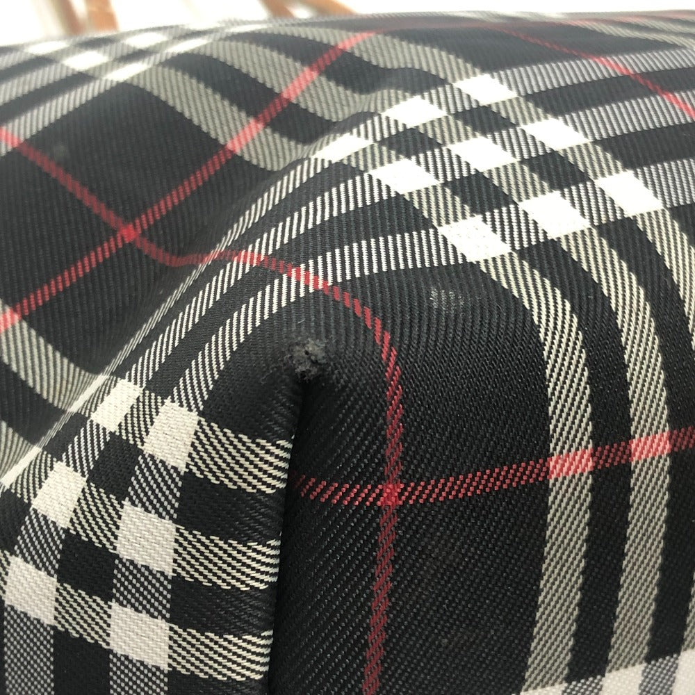 BURBERRY London Check pattern Bag Hand Bag Tote Bag Canvas Black Used