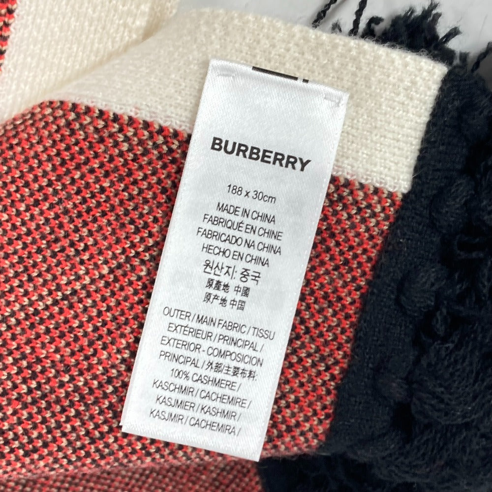 BURBERRY TB ロゴ フリンジ マフラー カシミヤ ユニセックス レッド