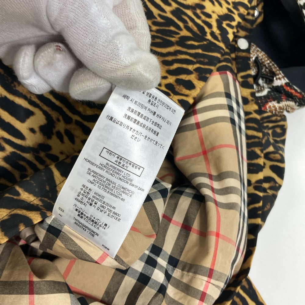 BURBERRY 8022743 チェック ブルゾン レオパード 豹 ヒョウ  フード付き ジャンバー アウター コート 長袖 ロングコート ポリアミド レディース