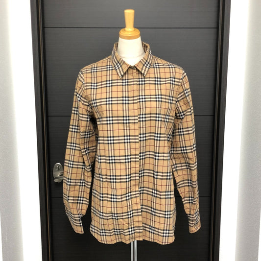 BURBERRY チェック柄 シャツ 長袖シャツ 長袖 長袖シャツ コットン レディース ベージュ - brandshop-reference