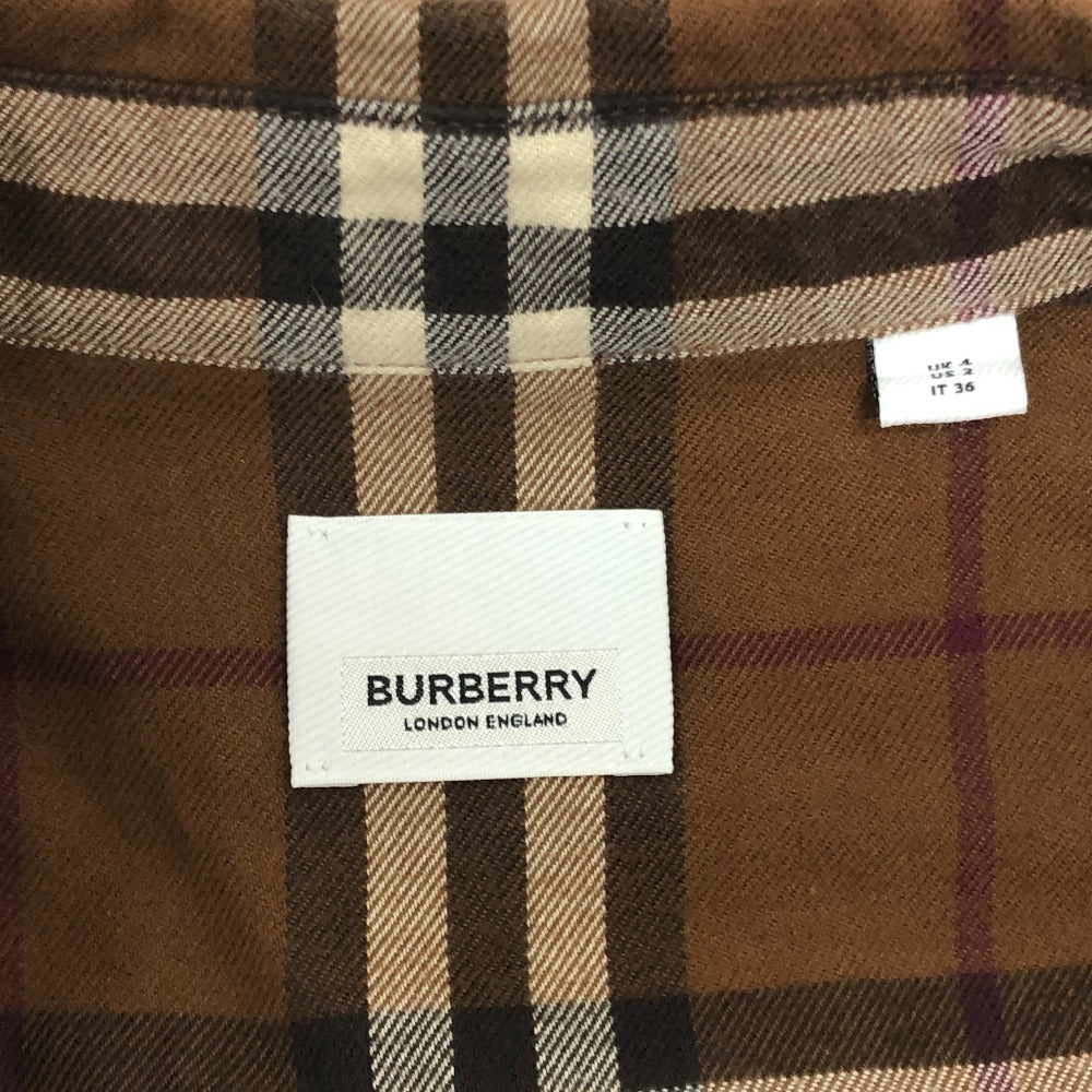 BURBERRY チェック シャツ ワンピース 長袖シャツ シャツ 長袖シャツ コットン レディース ブラウン - brandshop-reference