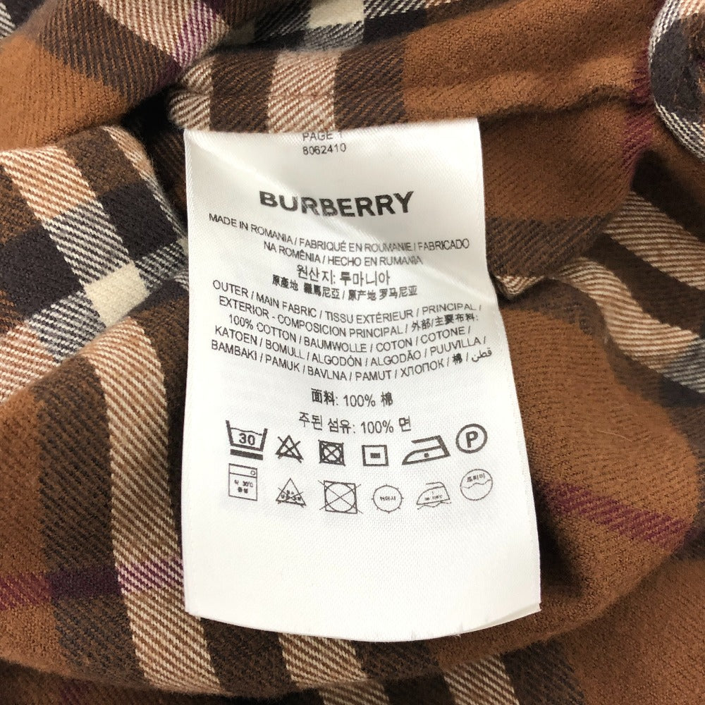 BURBERRY チェック シャツ ワンピース 長袖シャツ シャツ 長袖シャツ コットン レディース ブラウン - brandshop-reference