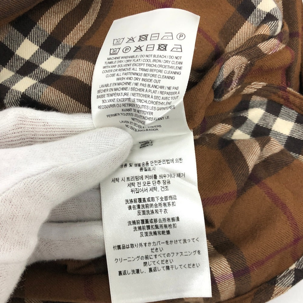 BURBERRY チェック シャツ ワンピース 長袖シャツ シャツ 長袖シャツ コットン レディース ブラウン - brandshop-reference