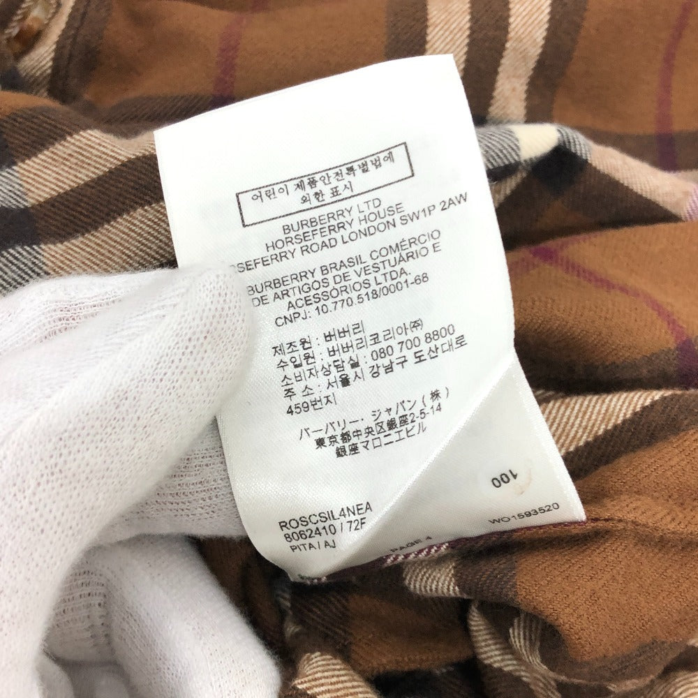 BURBERRY チェック シャツ ワンピース 長袖シャツ シャツ 長袖シャツ コットン レディース ブラウン - brandshop-reference
