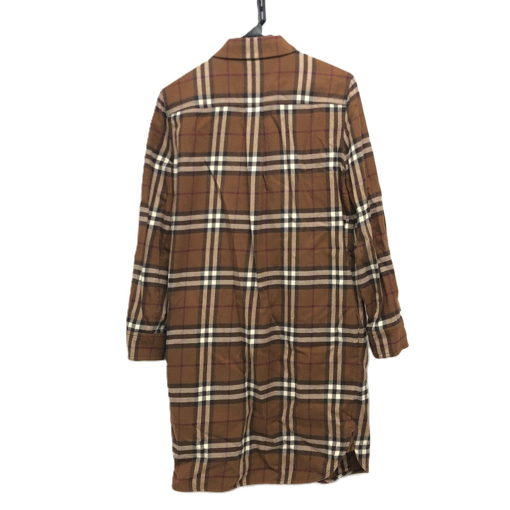 BURBERRY チェック シャツ ワンピース 長袖シャツ シャツ 長袖シャツ コットン レディース ブラウン - brandshop-reference