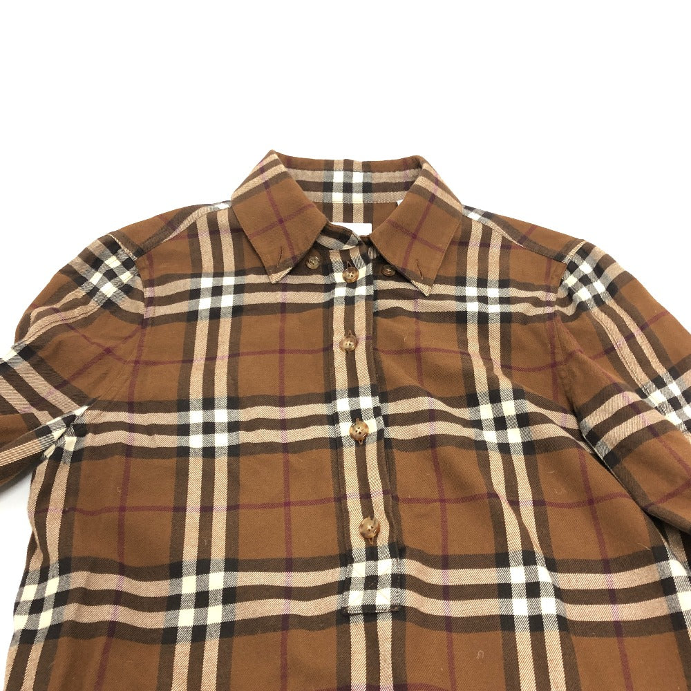 BURBERRY チェック シャツ ワンピース 長袖シャツ シャツ 長袖シャツ コットン レディース ブラウン - brandshop-reference