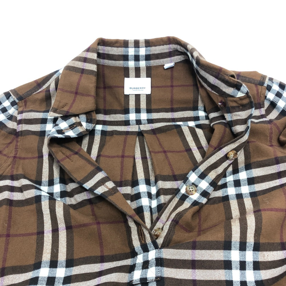 BURBERRY チェック シャツ ワンピース 長袖シャツ シャツ 長袖シャツ コットン レディース ブラウン - brandshop-reference