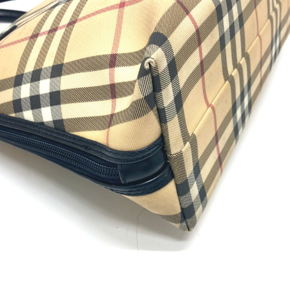 BURBERRY チェック柄 ボーリング カバン ハンドバッグ PVC/レザー レディース ベージュ