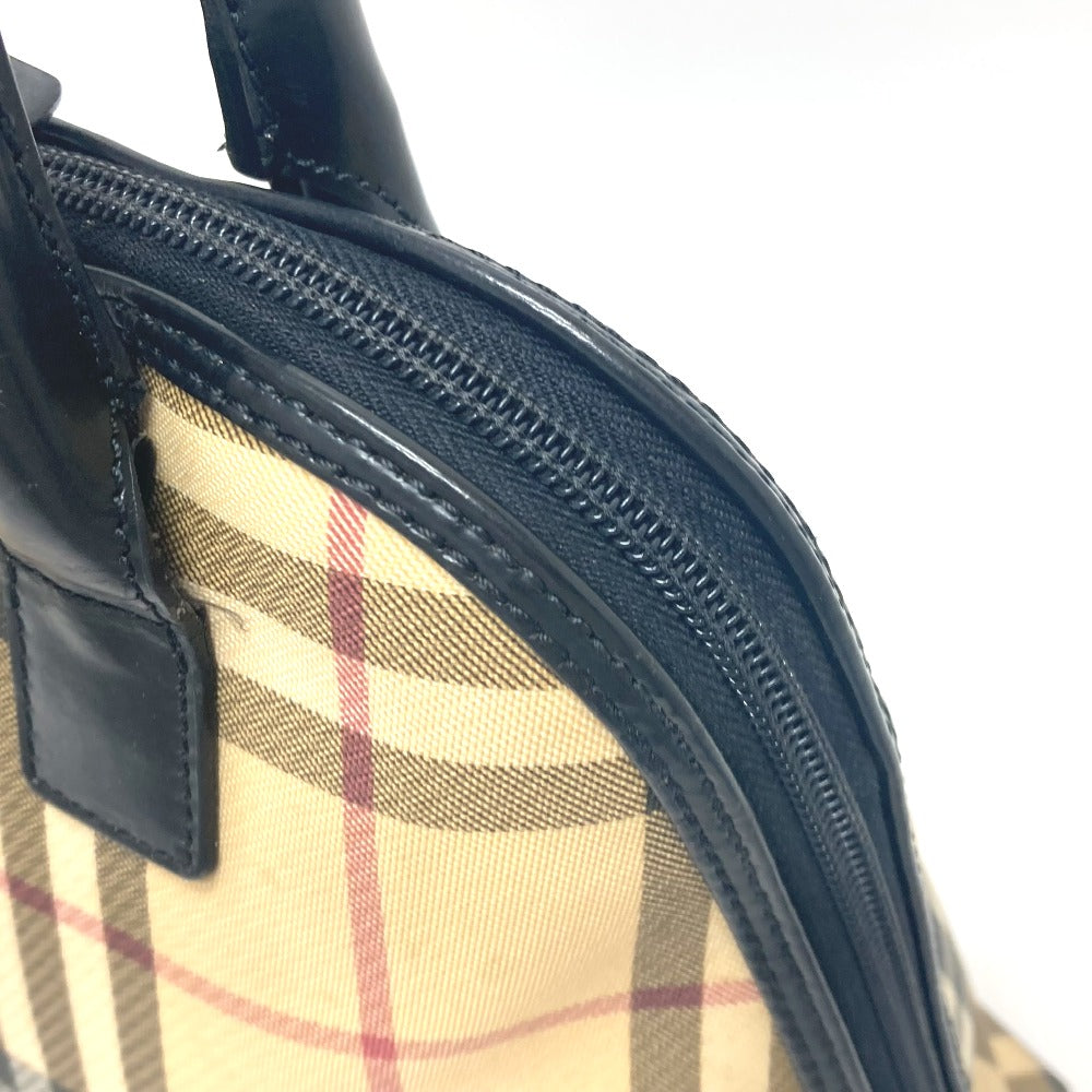 BURBERRY チェック柄 ボーリング カバン ハンドバッグ PVC/レザー レディース ベージュ