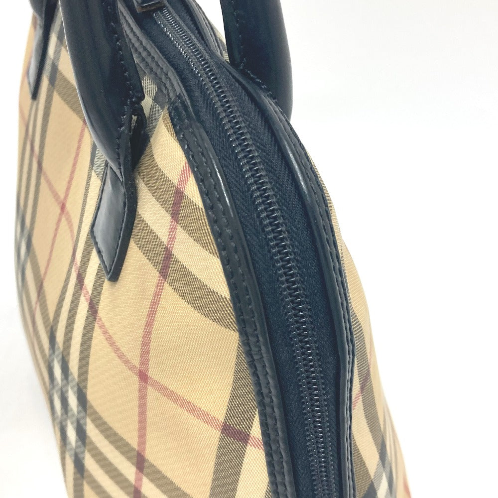 BURBERRY チェック柄 ボーリング カバン ハンドバッグ PVC/レザー レディース ベージュ