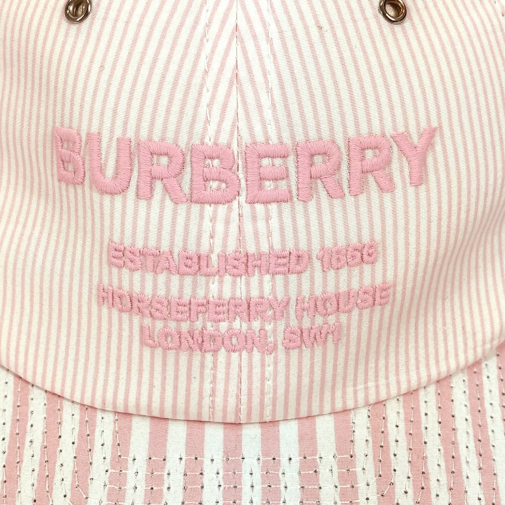 BURBERRY 8055140 ロゴ ストライプ 帽子 キャップ帽 ベースボール キャップ コットン レディース