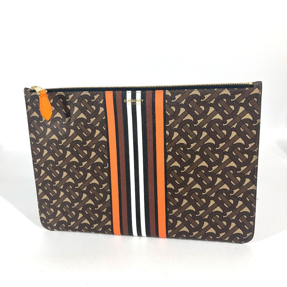 BURBERRY TBロゴ ポーチ カバン セカンドバッグ クラッチバッグ レザー ユニセックス ブラウン - brandshop-reference