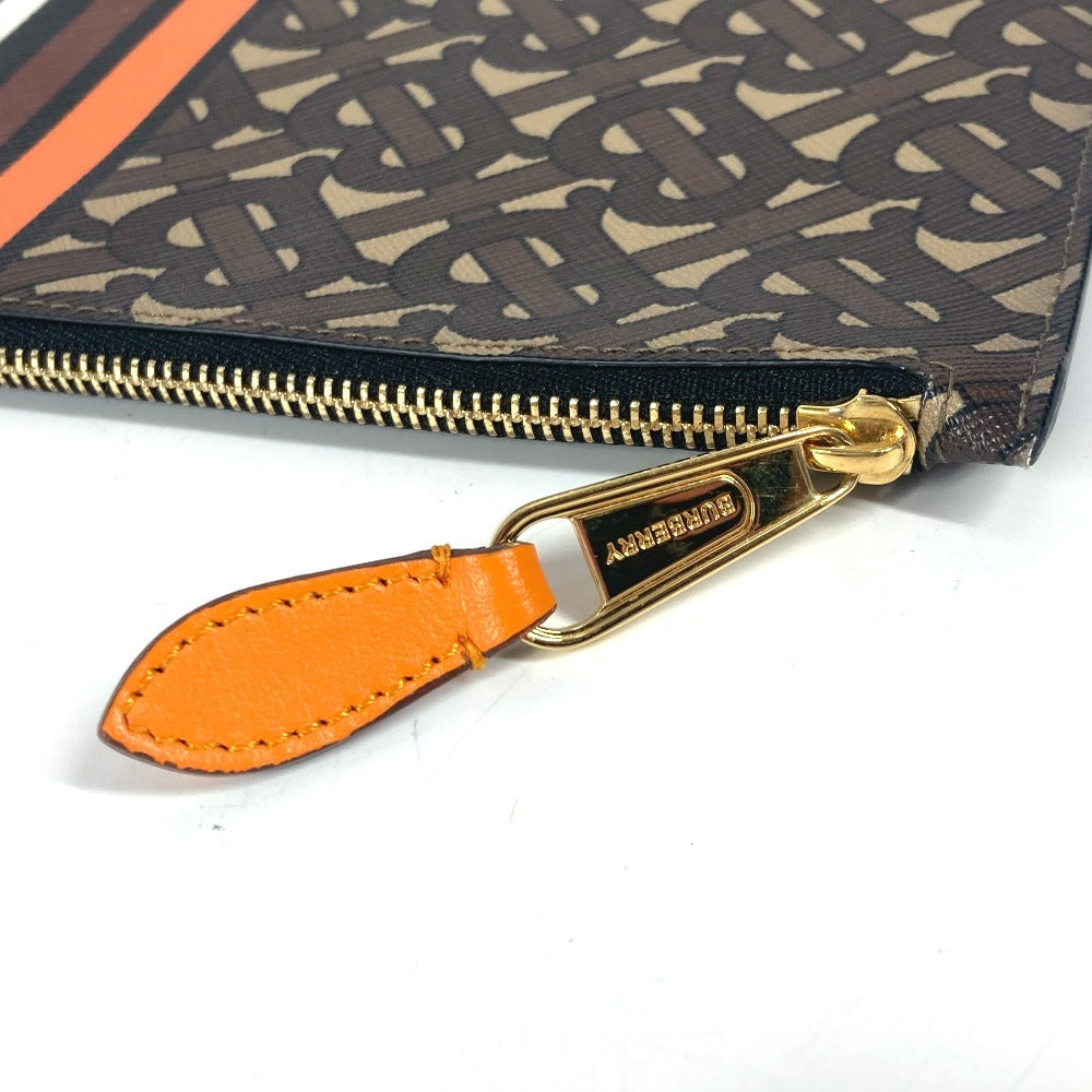 BURBERRY TBロゴ ポーチ カバン セカンドバッグ クラッチバッグ レザー ユニセックス ブラウン - brandshop-reference