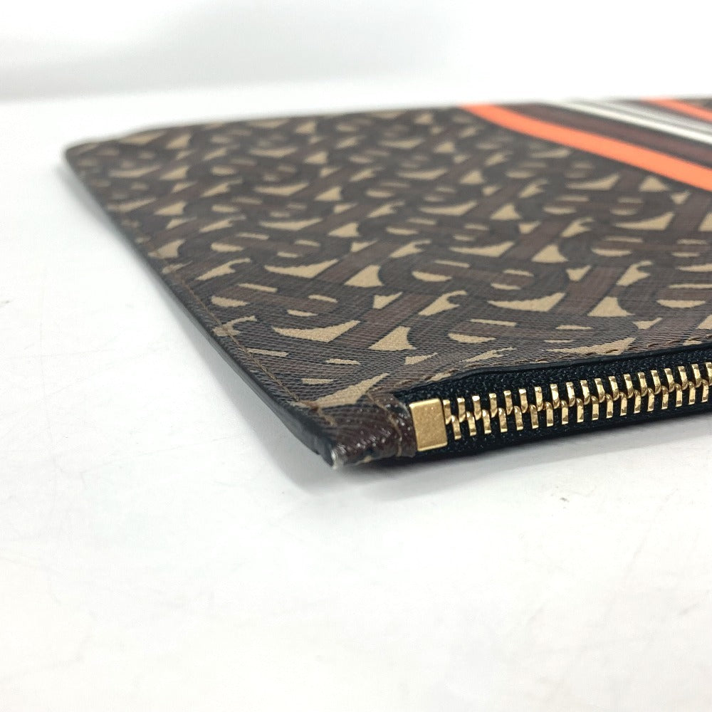 BURBERRY TBロゴ ポーチ カバン セカンドバッグ クラッチバッグ レザー ユニセックス ブラウン - brandshop-reference