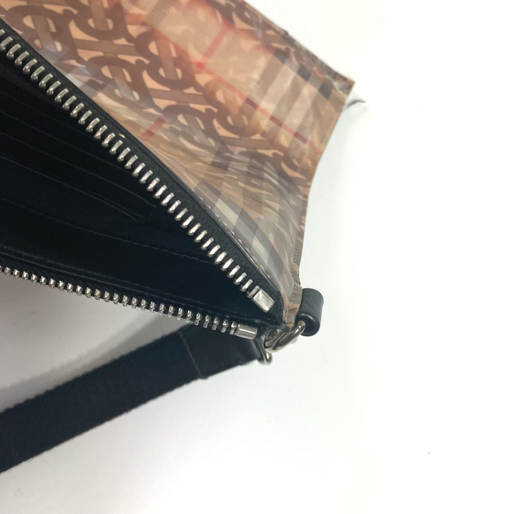 BURBERRY Logo Check TB Pouch Bag with Strap Clutch Bag Nylon Unisex Beige