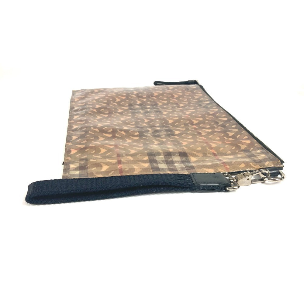 BURBERRY Logo Check TB Pouch Bag with Strap Clutch Bag Nylon Unisex Beige