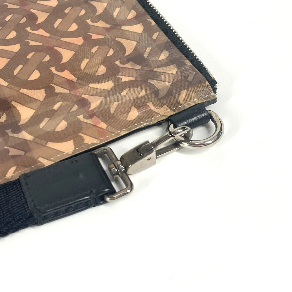 BURBERRY Logo Check TB Pouch Bag with Strap Clutch Bag Nylon Unisex Beige