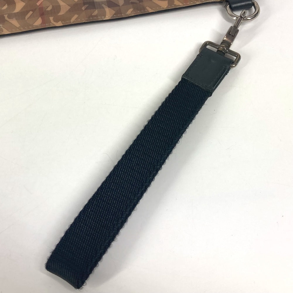 BURBERRY Logo Check TB Pouch Bag with Strap Clutch Bag Nylon Unisex Beige