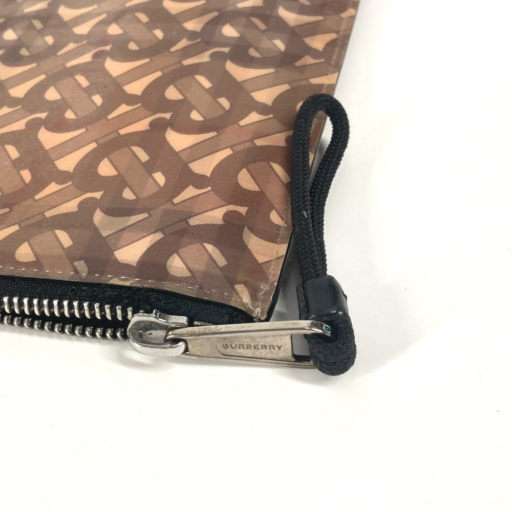 BURBERRY Logo Check TB Pouch Bag with Strap Clutch Bag Nylon Unisex Beige