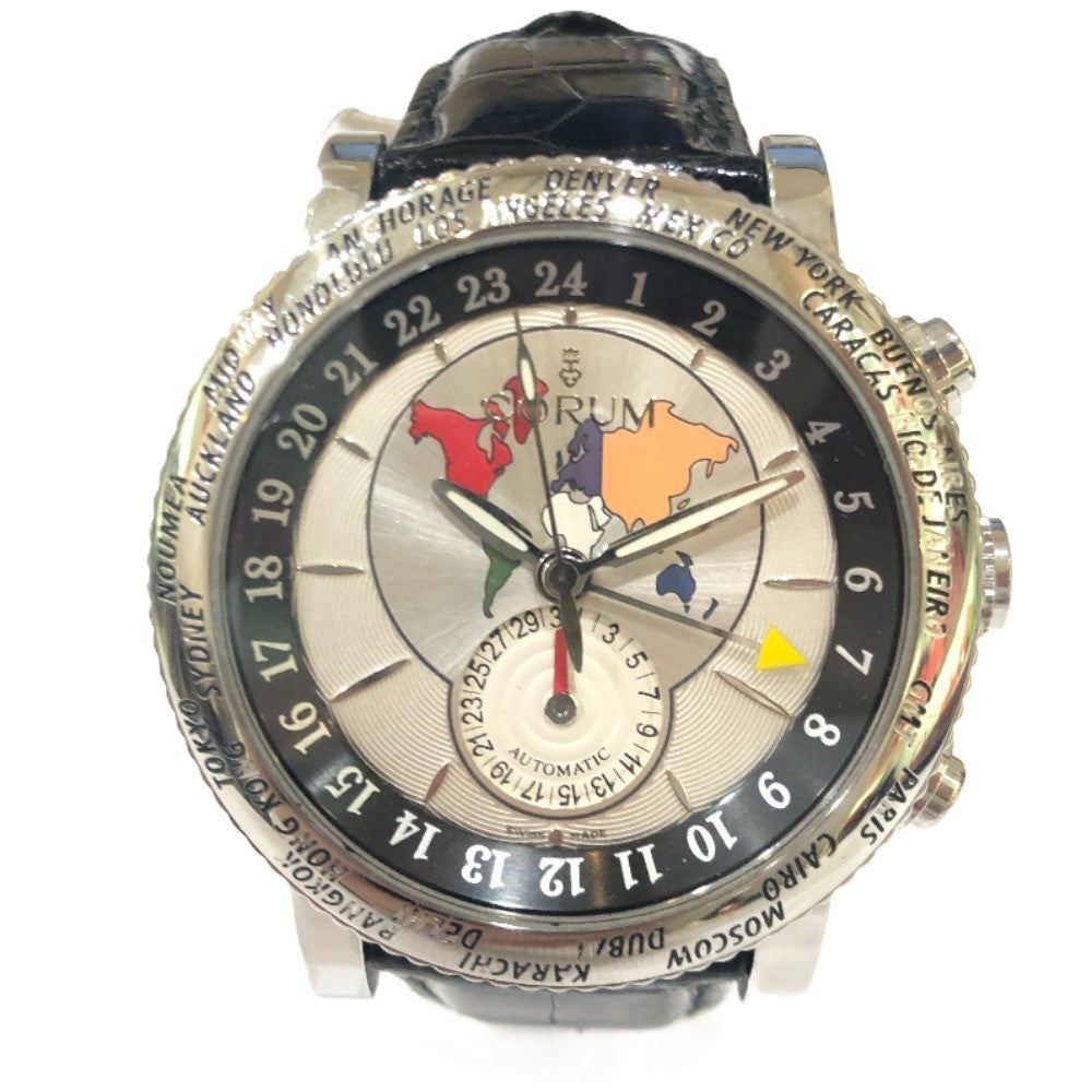 CORUM 983.201.20 クラシカルGMT 裏スケ 自動巻き 腕時計 SS メンズ シルバー